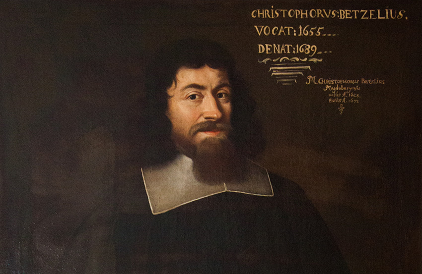 Porträtt av Christophorus Bezelius. Prästvigd 1655, död 1689. Tillhör Tyska S:ta Gertrud församling. 